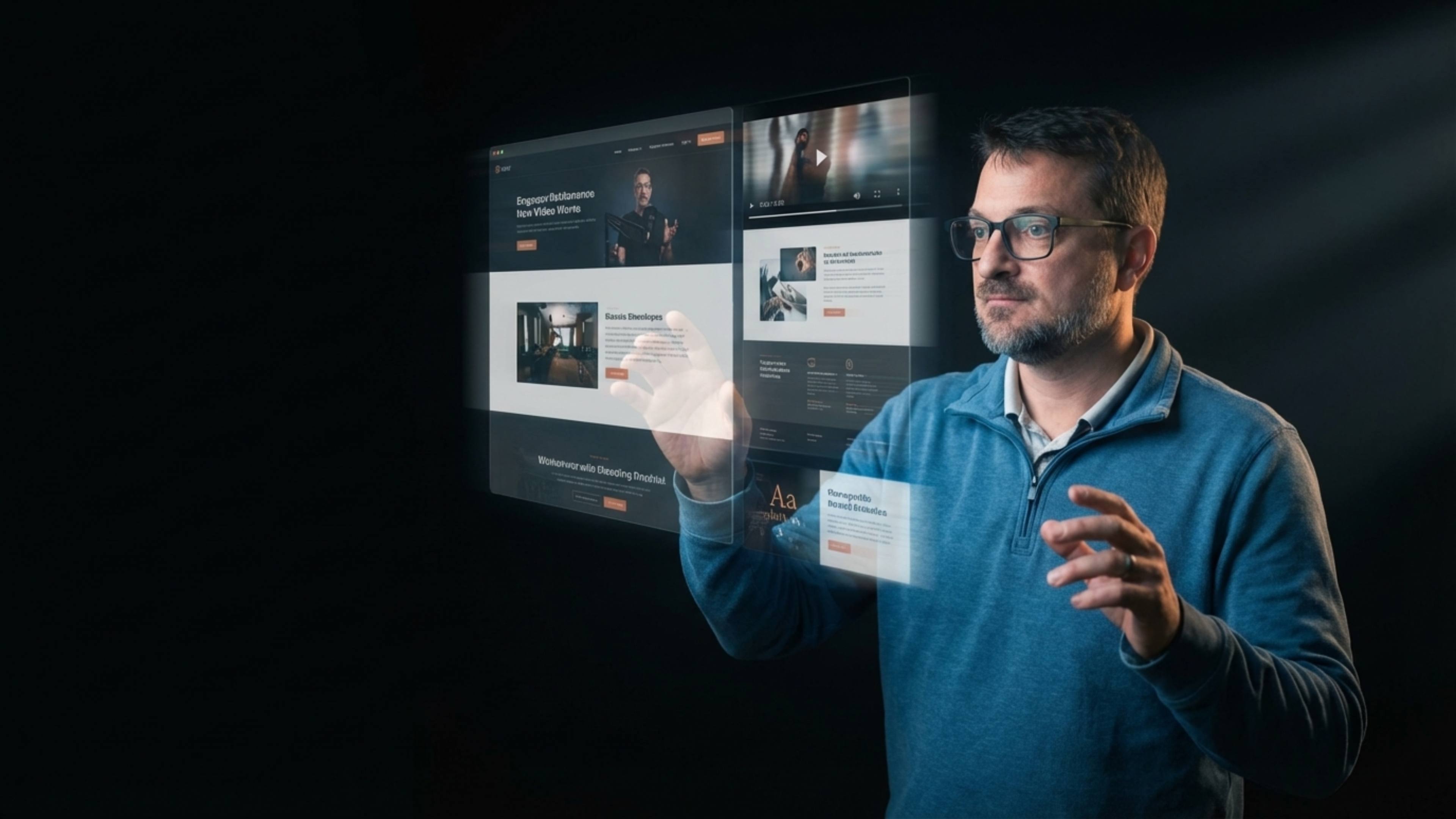 Ben Nash interacting with holographic UI screens